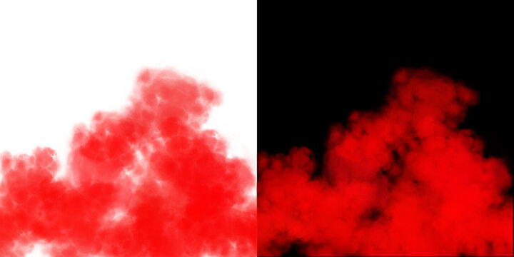 Vibrant Red Smoke Cloud and Realistic Dense Fog Effect Isolated on Transparent Background