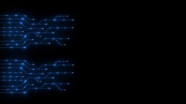 Set of printed circuit board. Abstract futuristic circuit board. Hi tech digital circuit board. Futuristic technology design elements. Vector illustration black background motion animation 4k video.