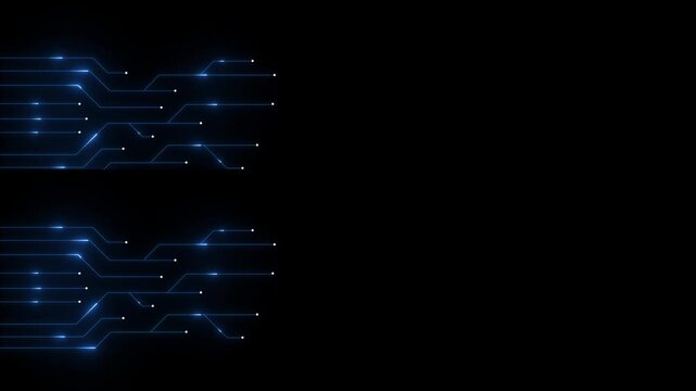 Set of printed circuit board. Abstract futuristic circuit board. Hi tech digital circuit board. Futuristic technology design elements. Vector illustration black background motion animation 4k video.