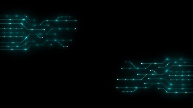 Set of printed circuit board. Abstract futuristic circuit board. Hi tech digital circuit board. Futuristic technology design elements. Vector illustration black background motion animation 4k video.