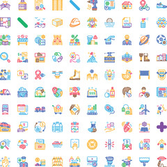 Fototapeta premium Collection of colorful filled outline vector icons depicting technology, finance, health, environment, education and everyday life themes for web, app and infographic use