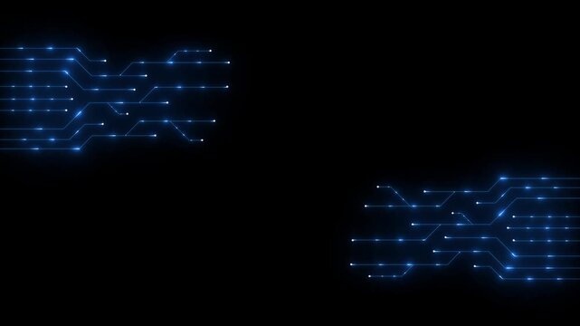 Set of printed circuit board. Abstract futuristic circuit board. Hi tech digital circuit board. Futuristic technology design elements. Vector illustration black background motion animation 4k video.