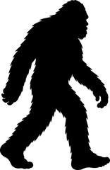 Fototapeta premium A large hairy creature walks through a forest environment in profile view