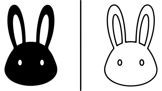 Minimalist Rabbit Face Vector Icons Set