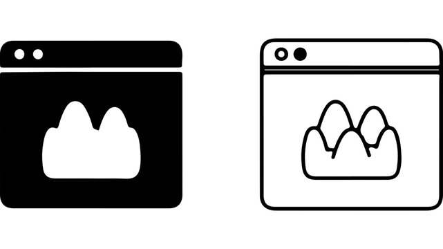 Minimalist Browser Window Icons With Landscape View