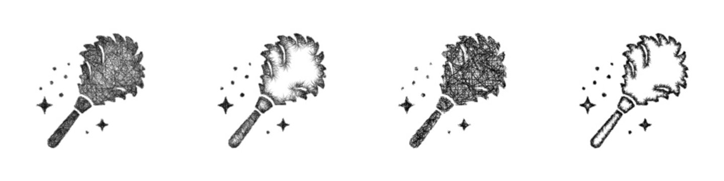 Sketch black and white dusting icon design set