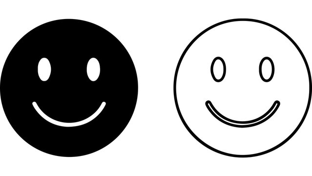 Black and White Happy Smile Face Icons