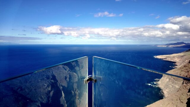 Mirador del Balcon Glass Observation Deck Overlooking Sea Cliffs in Gran Canaria Spain