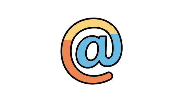 Colorful at symbol with gradient segments and black outline