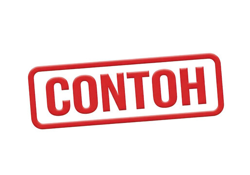 Red contoh rectangular stamp sign for sample or example identification used in documentation and review workflow processes isolated on a transparent background