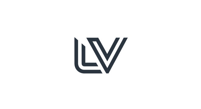 Minimalist LV letter logo design on white background.