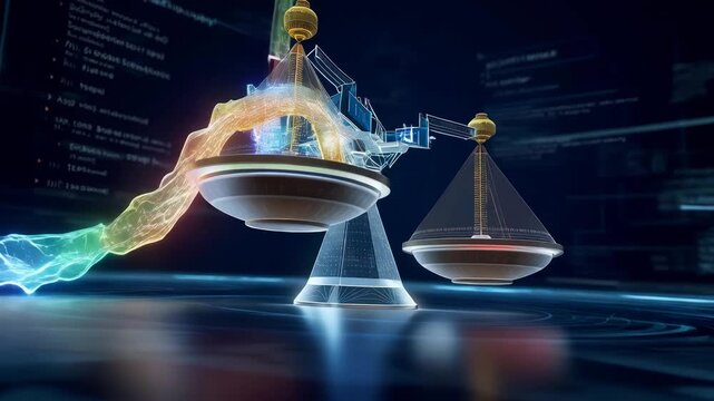 Digital currency graphs morphing into rivers meeting at trading scale