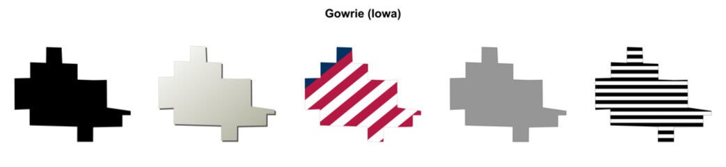 Fototapeta premium Gowrie (Iowa) blank outline map set