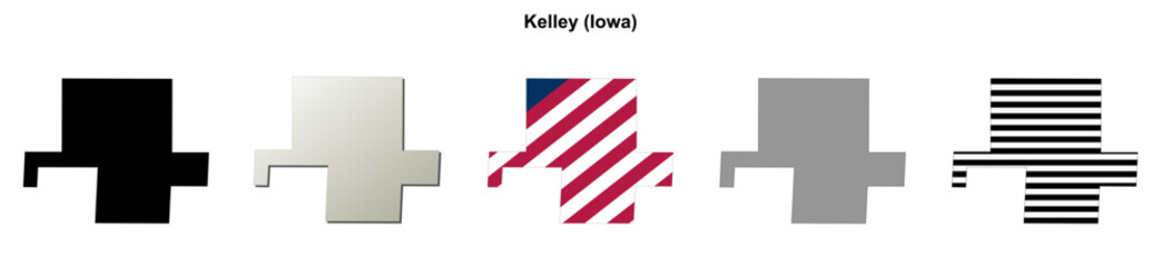 Fototapeta premium Kelley (Iowa) blank outline map set