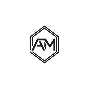 Hexagonal monogram logo with initials AM letters.