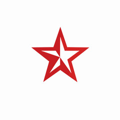 Obraz premium Bold red geometric outline star vector symbol.