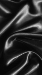 Fototapeta premium Luxurious black satin fabric flows with elegant folds, creating a sleek and sophisticated texture full of depth and shine.