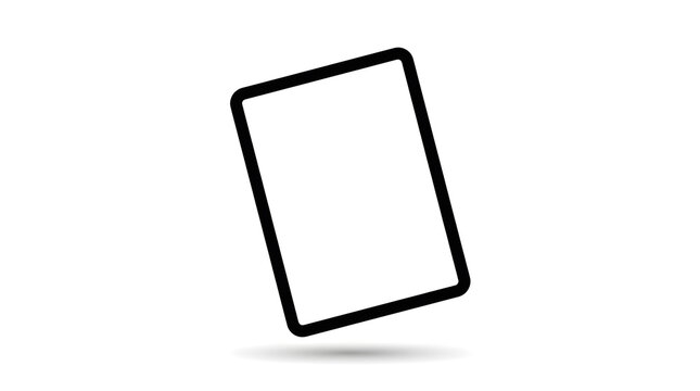 Modern digital tablet computer with a blank white screen tilted on a white background, for technology mockups, and business presentation