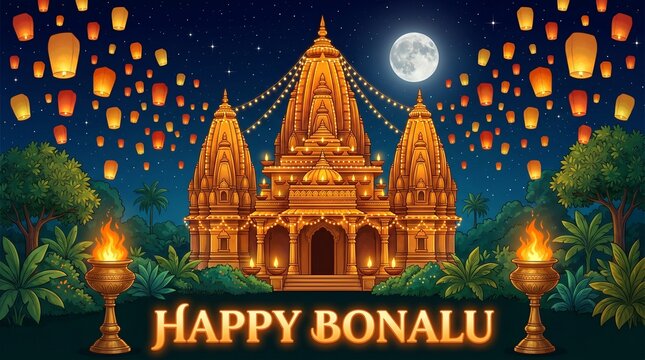 Bonalu is a vibrant Telangana festival honoring Goddess Mahakali with decorated Bonam pots, turmeric, neem leaves, drums, and temple rituals, symbolizing devotion and protection