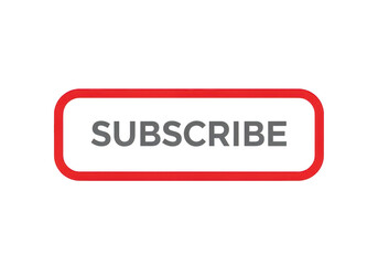 Obraz premium Modern red rectangular button with subscribe text for social media channels and digital platforms on a clean minimalist background isolated on a transparent background
