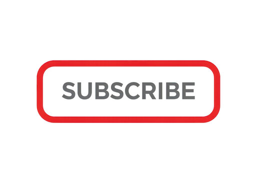 Modern red rectangular button with subscribe text for social media channels and digital platforms on a clean minimalist background isolated on a transparent background