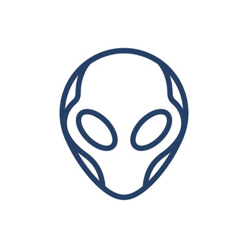 Stylized extraterrestrial alien head outline vector illustration.