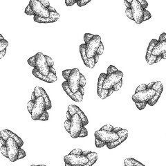 Obraz premium seamless pattern snack dried fruit hand drawn. healthy natural, organic nutrition, dessert vegetarian snack dried fruit black sketch illustration