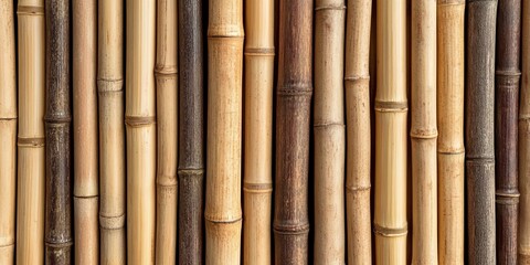 Naklejka premium Textured Bamboo Wall Natural Elegance with Vertical Patterns of Bamboo Canes for Design Projects
