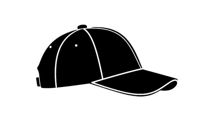 Fototapeta premium Minimal black silhouette icon, simple flat vector, bold black shape, no, no shading black baseball cap on a, flat icon style