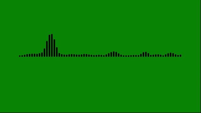 Futuristic music frequency spectrum animation, abstract black sound wave pulse, clean audio equalizer visualizer graphics, seamless green background loop animation, 4k motion video.