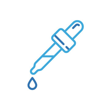 Blue eyedropper with falling droplet icon.
