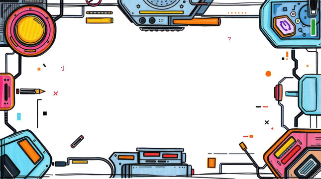 Gaming Stream Overlay Frame with Abstract Futuristic Sci Fi Interface Design Elements