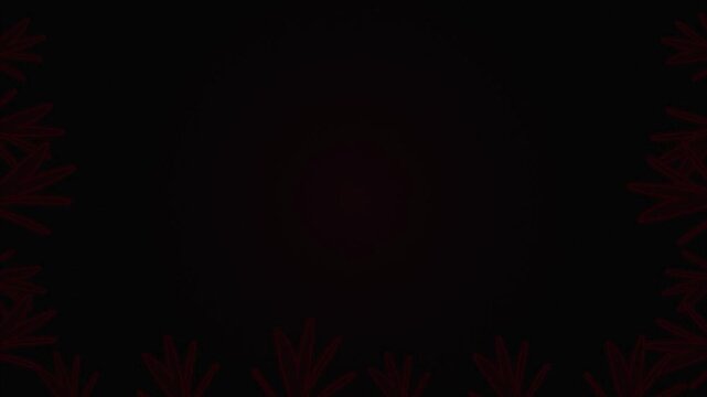Dark red circular light gradients with organic leaf borders cinematic abstract atmospheric background sequence for moody overlays