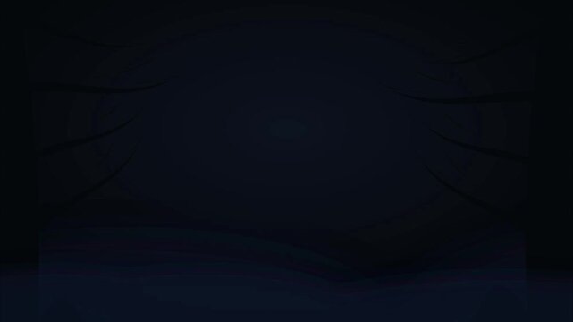 Glowing eyes of mysterious creature moving in dark nocturnal cave minimalist animated background perfect for horror or suspense mystery scene
