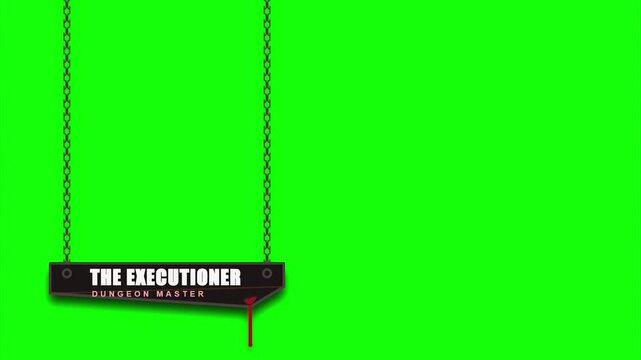 Hanging executioner sign gothic horror green screen chroma key overlay