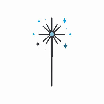 Symmetric sparkler with light blue and grey stars.