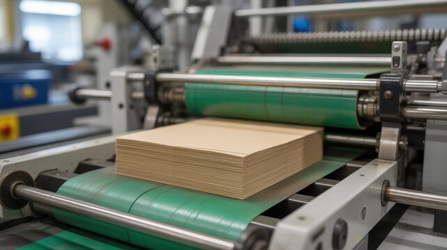 Industrial paper folding and cutting machine in print shop