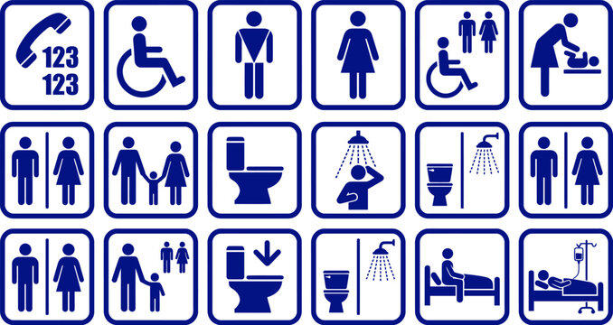 Accessibility and restroom pictograms public facility signage for inclusive spaces