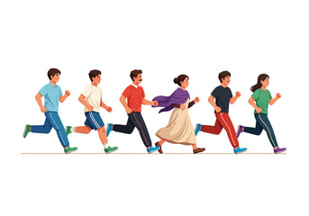 Fototapeta premium Group of diverse people running together
