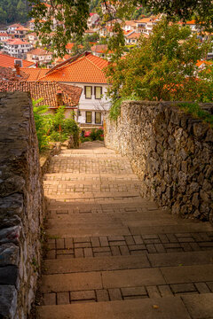 Ohrid, North Macedonia, street view in Old town