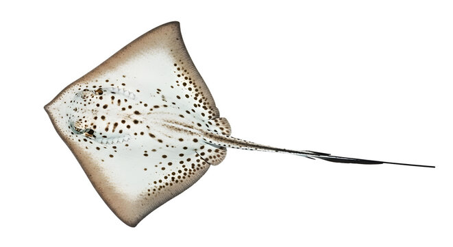 Top view of a single stingray swimming as transparent PNG