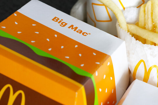 Wroclaw, Poland, April 12, 2026: Big Mac and Fries Packaging Design for Fast Food Marketing and Branding