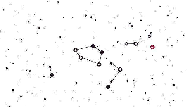 Star map of Ursa Major constellation with Big Dipper pattern and highlighted celestial point on night sky