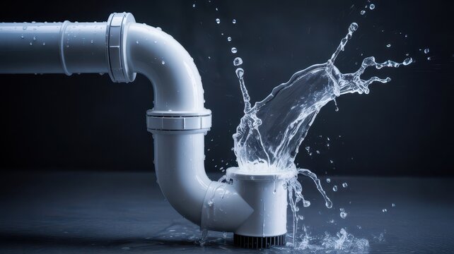 Leaking PVC sink drain pipe with water splashing
