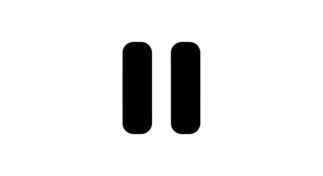 Minimal black silhouette icon, simple flat vector, bold black shape, no, no shading pause button icon vector illustration on a, flat icon style