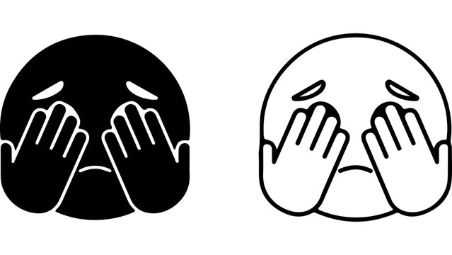Facepalm Emoticon Icons In Black And White Style