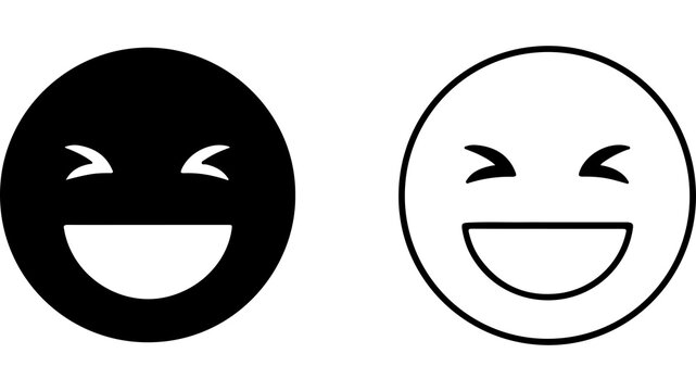 Laughing Face Emojis in Black and White Style