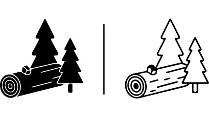 Minimalist Tree Trunk And Pine Forest Icons Set © Anesyahannah