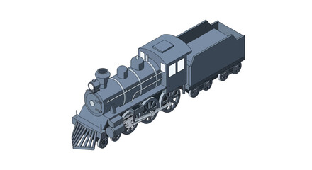 Classic steam engine locomotive with coal tender © udin