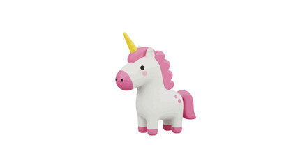 Cute white unicorn with pink mane and golden horn © udin